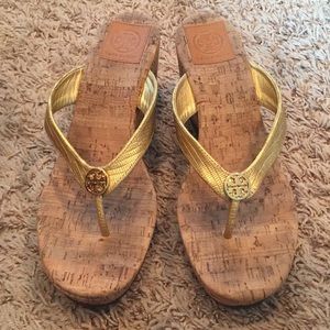 Tory Burch Gold Wedge Flip Flop